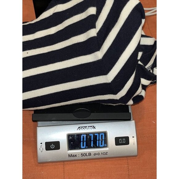 Talbots Womens Black & White Striped Long Sleeve Top With Shoulder Zipper Detail - Picture 9 of 9